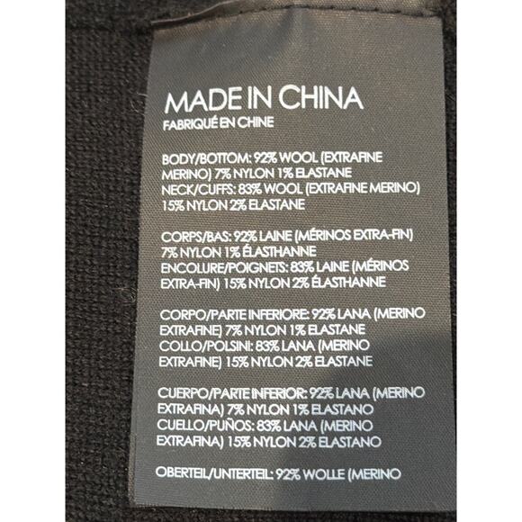 Club Monaco Sweater Womens M Black Wool Funnel Neck Pullover SS Workwear Winter - Picture 5 of 5